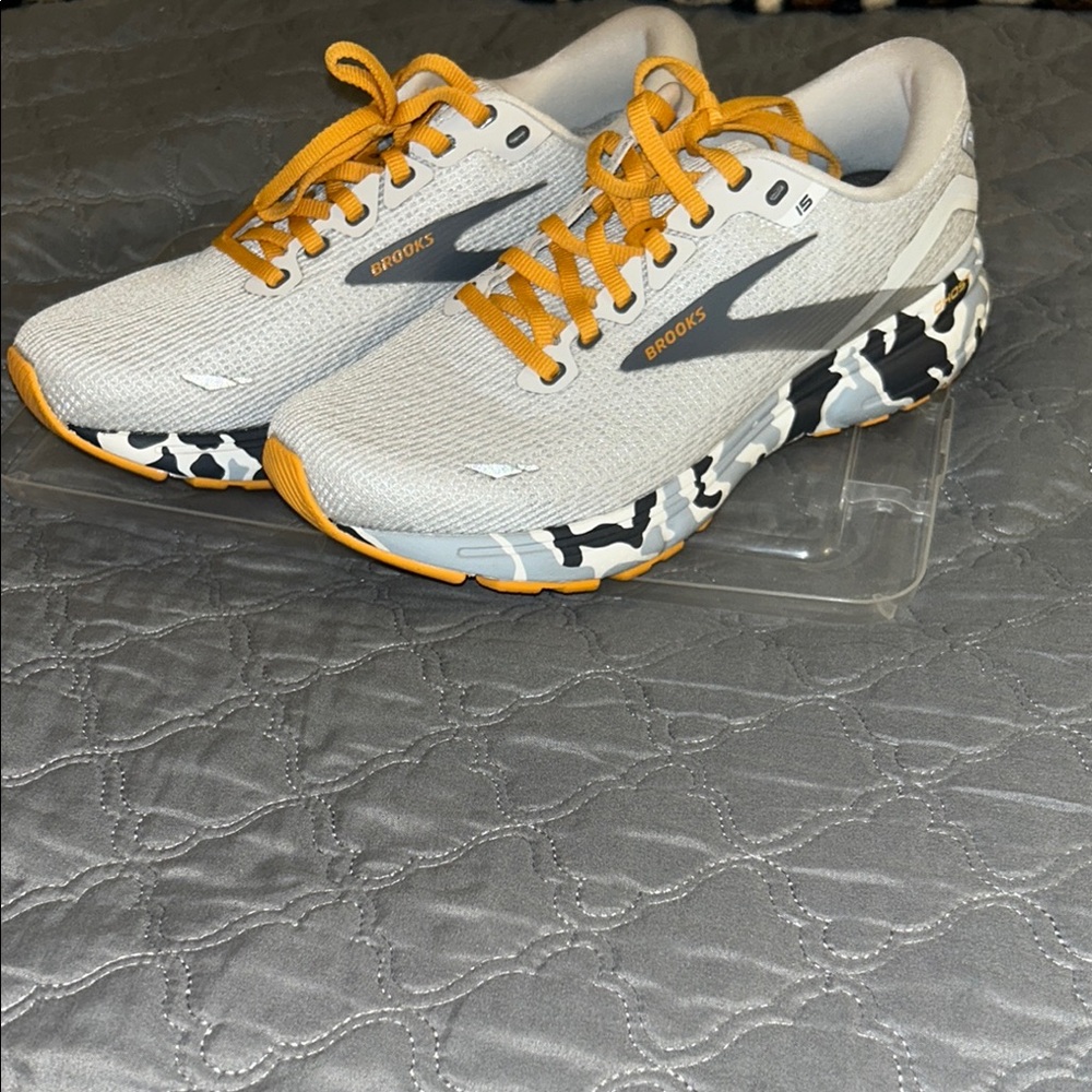Brooks Gray and Yellow Athletic Sneakers